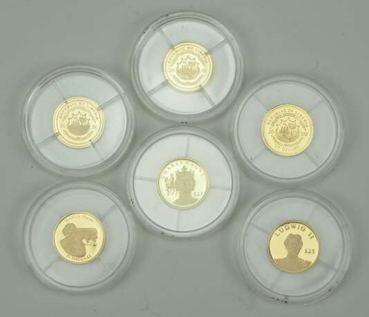 Liberia: Sammlung von 6 Goldmünzen. - Foto 1