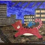 Peinture «Promener le chat rouge», Toile sur le sous-châssis, Peinture à l'huile, Avant-gardisme, 2019 - photo 1