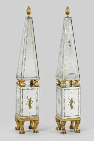 Paar imposante Muranoglas-Spiegel-Obelisken - Foto 1
