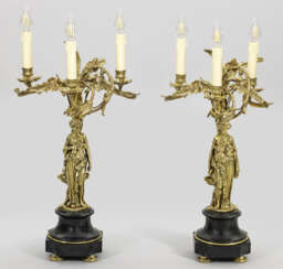 Paar Napoleon III-Skulpturenlampen