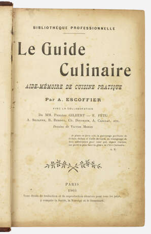 Auguste Escoffier: "Le Guide Culinaire". Originaltitel - photo 1