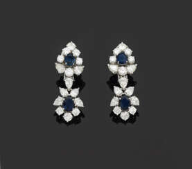 Paar repräsentative Saphir-Diamantohrgehänge