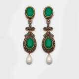 Paar orientalische Smaragd-Diamantohrgehänge - Foto 1