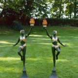 Paar große Belle Epoque-Skulpturenlampen - Foto 1