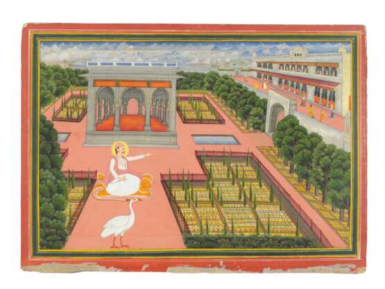 AN ILLUSTRATION TO A NALA AND DAMAYANTI SERIES: NALA SEATED ON A TIGER SKIN IN A PALACE GARDEN - photo 1