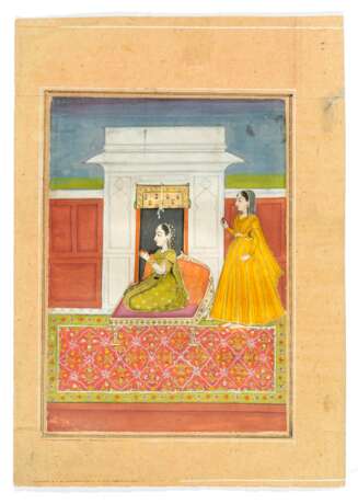TWO ILLUSTRATIONS OF SEATED LADIES WITH ATTENDANTS - photo 1