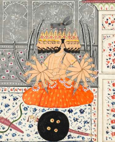 AN ILLUSTRATION TO A RAMAYANA SERIES: RAVANA SEATED WITHIN A PALACE COURTYARD - фото 2