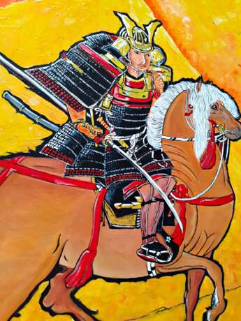 Самурай на коне Холст на подрамнике Масляные краски Батальный жанр 2019 г. - фото 7