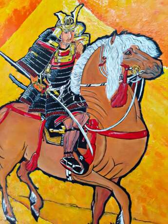 Самурай на коне Холст на подрамнике Масляные краски Батальный жанр 2019 г. - фото 8