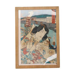 LOUIS VUITTON RARITÄT Puzzle / Holzschnitt aus den Jahren um 1920/1930. Motiv by Toyohara Kunichika.