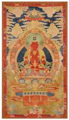 A VERY LARGE AND FINELY EMBROIDERED THANGKA OF AMITAYUS