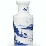 A BLUE AND WHITE ROULEAU VASE - photo 1