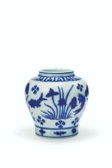 A RARE SMALL MING-STYLE BLUE AND WHITE JAR