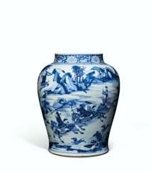 A LARGE BLUE AND WHITE BALUSTER JAR
