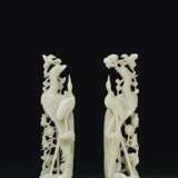 A PAIR OF LARGE PALE GREENISH-WHITE JADE FIGURES OF PHOENIXE... - photo 2