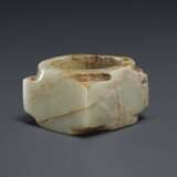 A SMALL PALE GREENISH-WHITE JADE CONG - фото 1