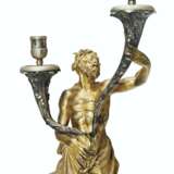 A PAIR OF ITALIAN GILT-BRONZE AND SILVERED-METAL TWIN-LIGHT ... - фото 2