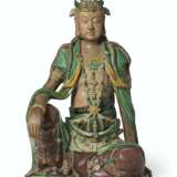 A LARGE GLAZED TILEWORKS FIGURE OF SEATED GUANYIN - фото 1