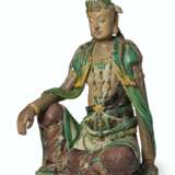 A LARGE GLAZED TILEWORKS FIGURE OF SEATED GUANYIN - photo 2