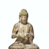 A CARVED WOOD FIGURE OF A SEATED BUDDHA, NYORAI - photo 1