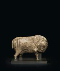A MARBLE FIGURE OF A BULL