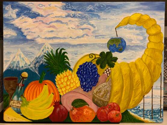 Картина «Сюрреалистический рог изобилия», Холст на подрамнике, Масляные краски, 2019 г. - фото 1