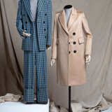 MICHELLE DOCKERY'S BEIGE CASHMERE COAT AND PALE BLUE AND BLACK-CHECKED SUIT - photo 1