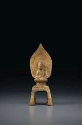 A SMALL GILT-BRONZE FIGURE OF SEATED BUDDHA