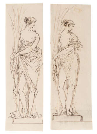 Französischer Meister. Zwei Figurenskizzen Der Flora - photo 1