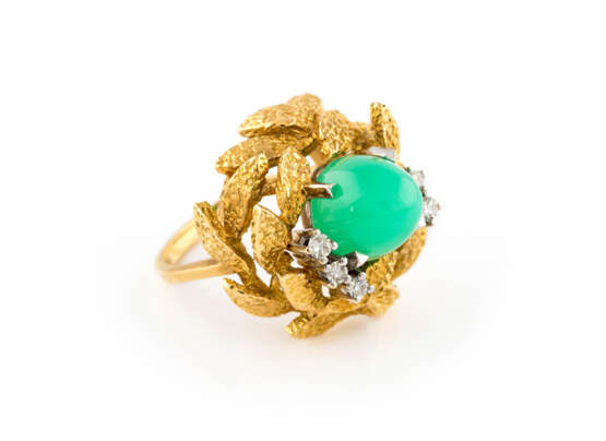 Chrysopras-Ring Mit Diamantbesatz - photo 2