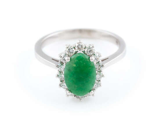 Jade-Ring Mit Brillantbesatz - Foto 1