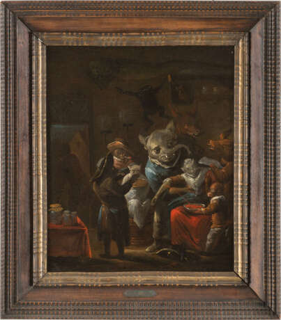 Abraham Teniers (Attr.). Singerie Mit Elefant, Kröte, Drachen, Esel, Schwein, Affe Und Eule - photo 2