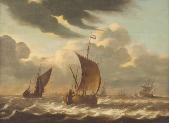 Jacob Adriaensz Bellevois (Attr.). Segelboote Vor Der Küste, Am Horizont Silhouette Einer Stadt - photo 1