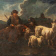 Viehhirte Mit Ziegen, Hund Und Rindern Auf Der Weide. Im Bildhintergrund Auf Einem Hügel Eine Burg - Archives des enchères