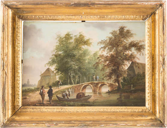 Johann Heinrich Bleuler. Paar Gemälde: Flusslandschaft Mit Anglern/Flusslandschaft Mit Brücke Und Personenstaffage - фото 2