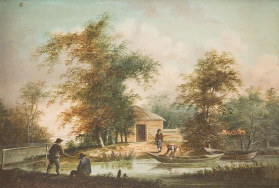 Johann Heinrich Bleuler. Paar Gemälde: Flusslandschaft Mit Anglern/Flusslandschaft Mit Brücke Und Personenstaffage - photo 3