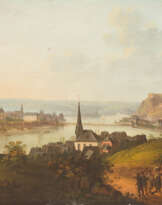 Der Rhein Bei Koblenz Mit Blick Auf Schloss Und Festung Ehrenbreitstein