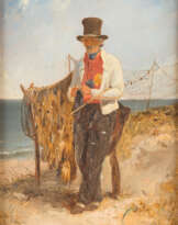 Strickender Strandwächter
