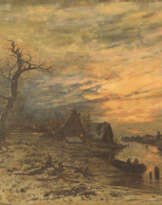 Abenddämmerung Über Winterlandschaft