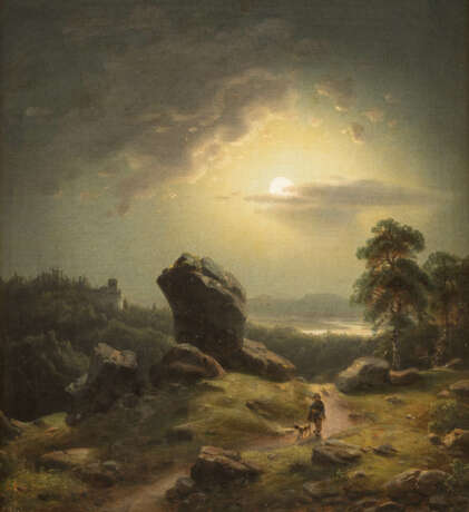 Carl Ludwig Scheins. Landschaft Im Mondschein - Foto 1