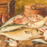 J. Watkins. Küchenstillleben Mit Fischen, Hummer, Krebs Und Austern - Foto 1