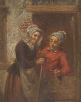 Konvolut Gemälde. Tischgesellschaft Zweier Herren (1); Plauderei Am Fenster (2); Zwei Pfeifenraucher (3)