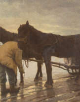 Bauer Mit Zweispänner In Winterlandschaft