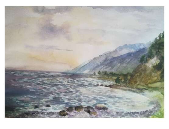 Design Painting “Lake Baikal before the weather change. Pribaikalsky National Park”, Paper, Watercolor, Realist, Landscape painting, 2019 - photo 1