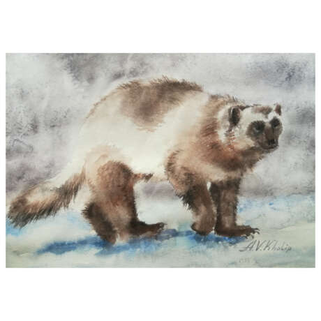 Design Painting “Wolverine / Wolverine”, Paper, Watercolor, Realist, Animalistic, 2019 - photo 1
