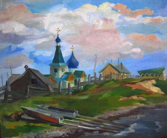 Painting “Church on the shore of Baikal”, Oil paint, Realist, Landscape painting, 2015 - photo 1