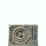 A GREEN SCHIST DECORATIVE RELIEF WITH A LOTUS AND COLUMN - photo 1