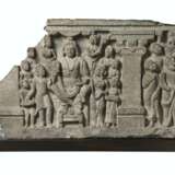 A GRAY SCHIST RELIEF WITH THE BODHISATTVA MAITREYA AND DEVOT... - фото 1