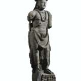 A LARGE AND IMPORTANT GRAY SCHIST FIGURE OF A BODHISATTVA - photo 2
