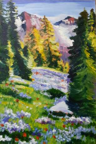 Painting “Alpine tale”, Oil paint, Impressionist, Landscape painting, 2020 - photo 1